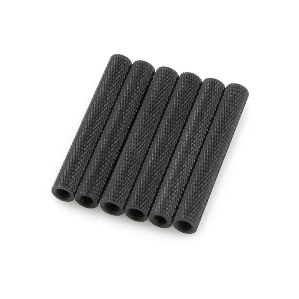 Black Knurled Aluminium Spacer Threaded Standoff M3 X 35mm 3 Black Knurled Aluminium Spacer Threaded Standoff M3 X 35mm